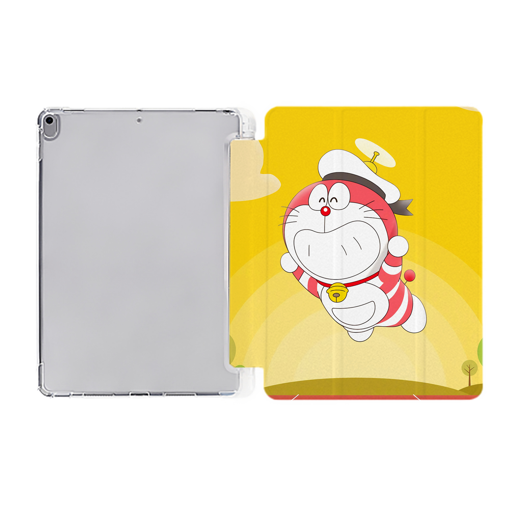 （画像用） ドラえもん Doraemon IPad ケース ペン収納付き 三つ折りスタンド PUレザー×シリコン 対応機種9.5/10.5/10.9インチ